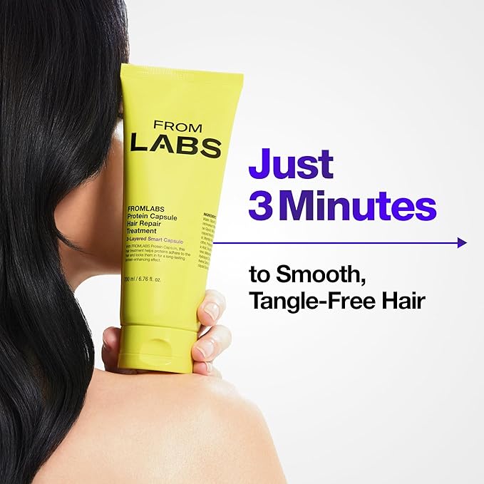 Protein Capsule Hair Repair Treatment, 3-Minute Keratin Hair Mask & Deep Conditioner for Damaged, Repair & Strengthen, Instant Detangling, Anti-Frizz, Low-pH, Fine-Hair Safe, 6.76 fl oz-Velvo Beauty