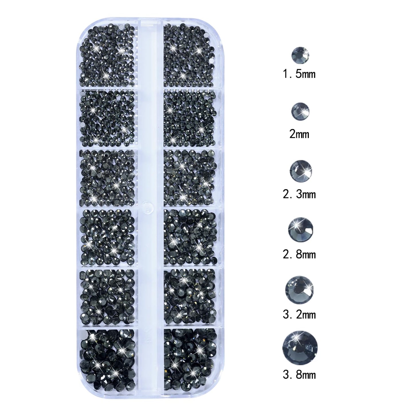 HNUIX Nail Rhinestones - 3D Multi Shape Size Crystal, Transparent Gray Nail Gems, Flat Back, with Kit, for Nail Art, DIY Decorations-Velvo Beauty