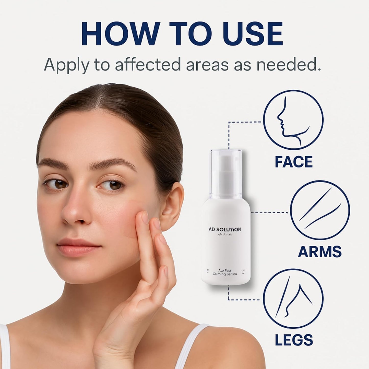 Ato Fast Calming Serum for Sensitive & Eczema-Prone Skin Instant Relief from Itch, Redness & Flare-Ups Powered by Cica & Panthenol 1.69 Fl Oz-Velvo Beauty