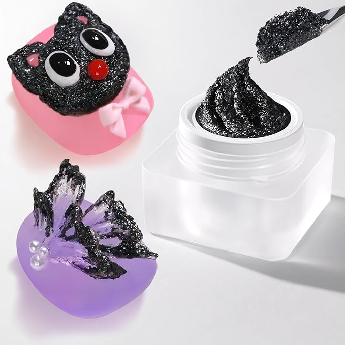 Double Rhythm 3D Nail Gel Solid Sculpting Gel for Nail Art Non-Sticky Hard Gel for Building Carving Molding Nail Extension Soak Off UV/LED Salon Home DIY 0.5 Oz (Gypsum Black)-Velvo Beauty