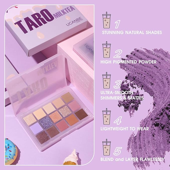 UCANBE Neutral Eyeshadow Palette, 15 Colors Nude Matte Shimmer Reflective Glitter Eye Makeup Pallet, Blendable Natural Warm and Cool Pigments Sombras De Ojos Gift Kit-Velvo Beauty