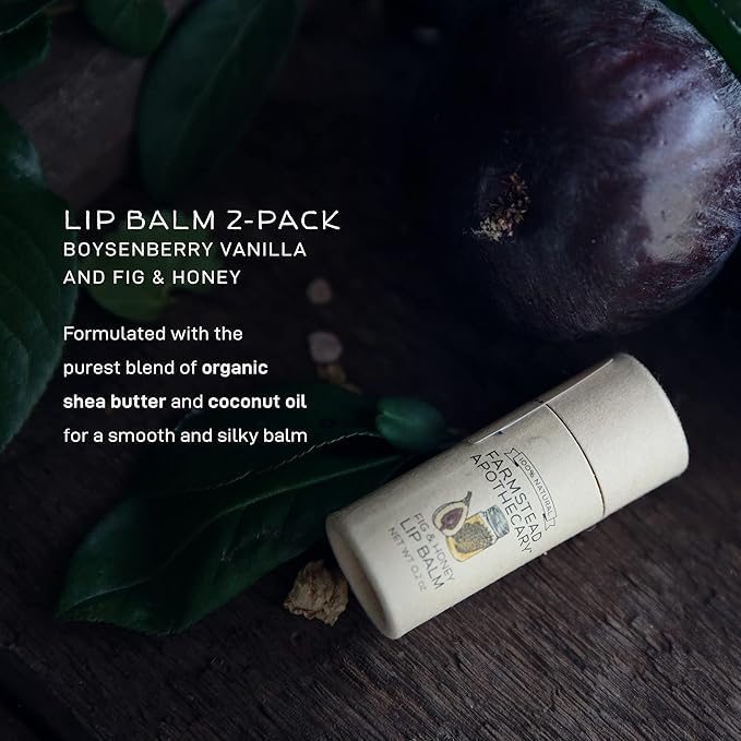 Farmstead Apothecary Lip Balm (Boysenberry & Fig, 2 Pack- Boysenberry Vanilla & Fig Honey)-Velvo Beauty