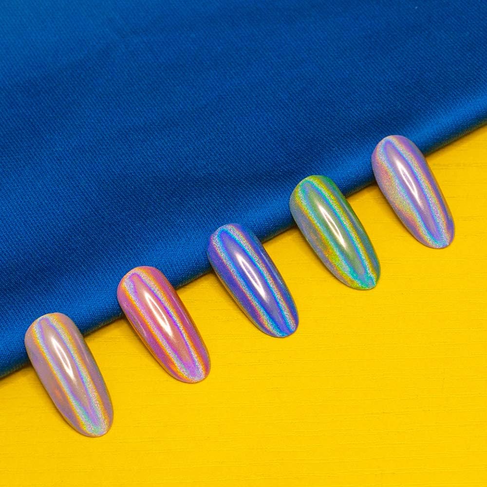 Artdone 3jars Holographic Chrome Nail Powder 1Gram Each, Unicorn Holo Rainbow Mirror Effect 20um 35um 65um Nail Pigment kit For Gel Polish Nail Art crome Set-Velvo Beauty