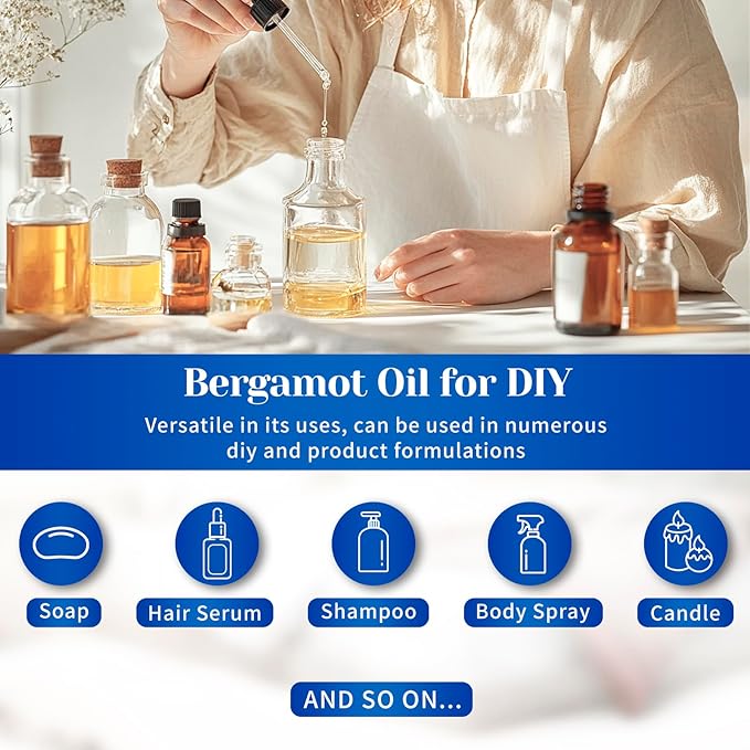 HIQILI Bergamot Essential Oil for Diffuser, Skin, Hair, DIY, 100% Pure & Natural - 16 Fl Oz (500 mL)-Velvo Beauty