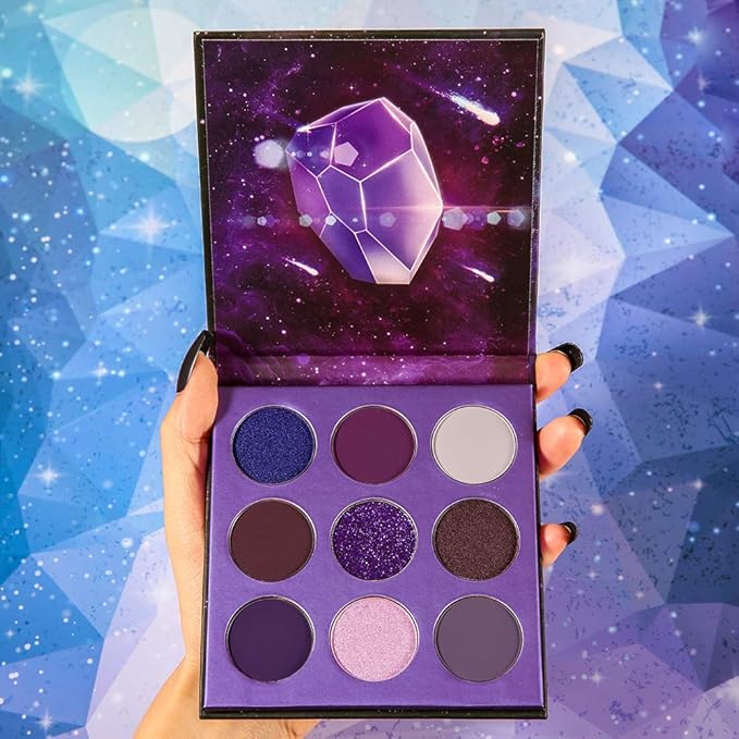 docolor Eyeshadow Palette 9 Colors Gemstone Shadow Palette Highly Pigmented Mattes Shimmers Smokey Glitter Cream Colorful Powder Blendable Long Lasting Waterproof Makeup Palette-Purple-Velvo Beauty