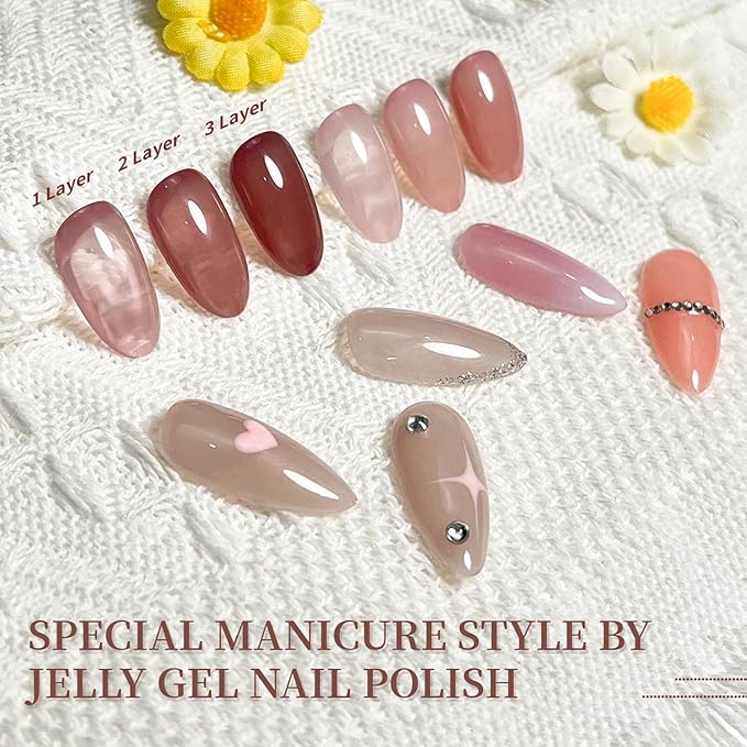JODSONE 23PCS Gel Nail Polish Set 20 translucent Jelly Color Natural and Elegant Long Lasting Suitable for Home and Salon-Velvo Beauty