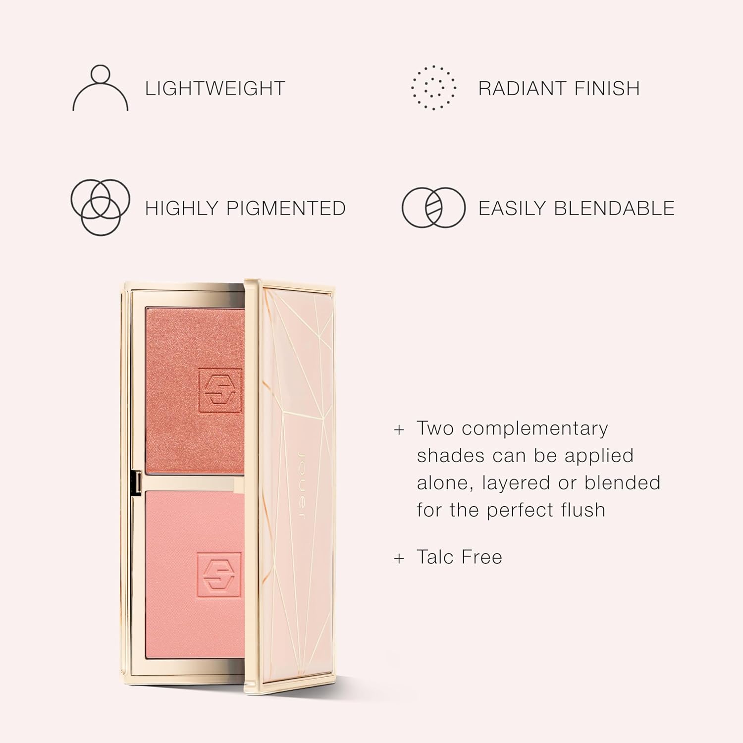 Jouer Blush Bouquet Duo 2 Shade Blush Palette High Pigment Powder Natural Flush Beauty Cosmetics Vitamin E Talc-Free Paraben, Gluten & Cruelty Free-Velvo Beauty