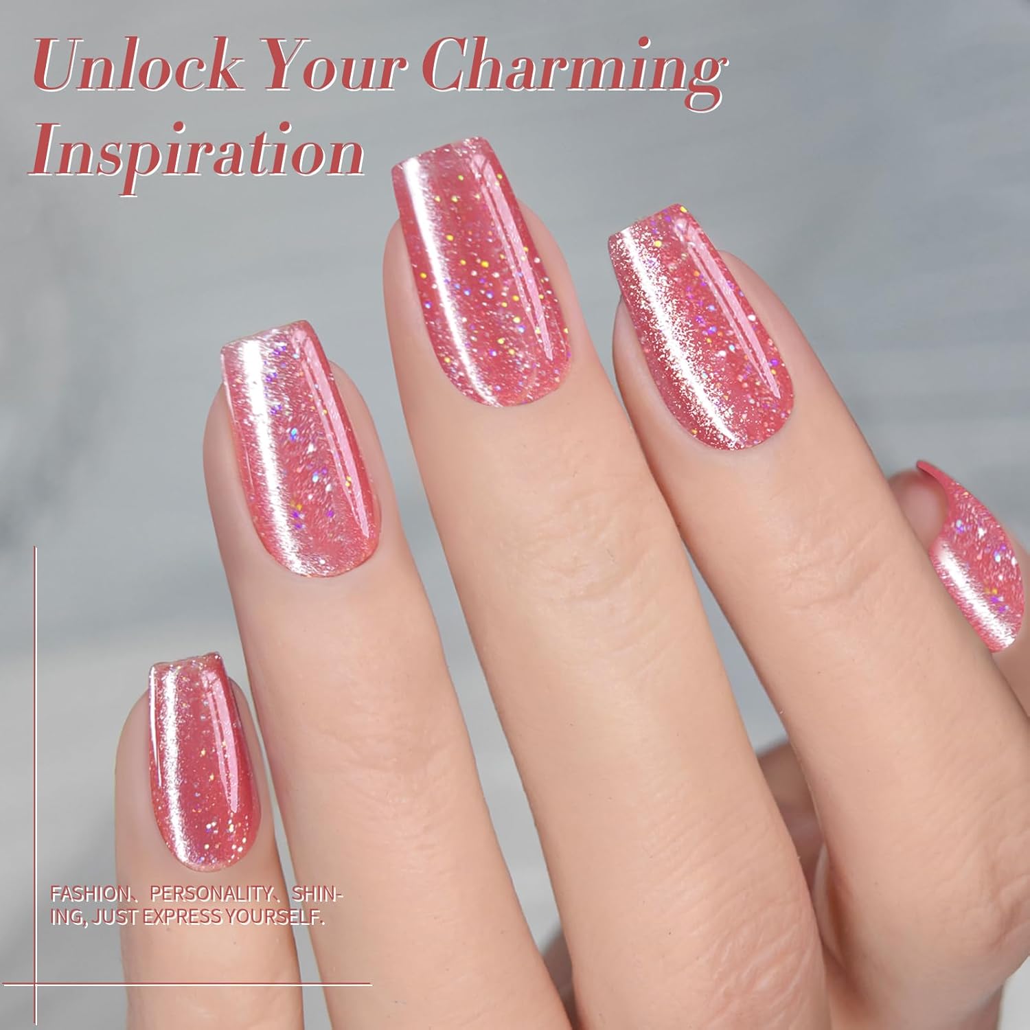 BORN PRETTY Cat Magnetic Eye Gel Nail Polish,Peach Blossom Glitter Cat Magnetic Gel Nail Polish Magnetic Nail Polish for Nail Art Manicure Salon DIY at Home 15ML-Velvo Beauty