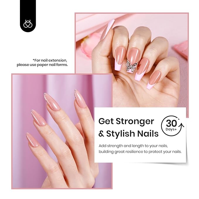 Beetles Builder Gel for Nails, 7 in 1 Nude Brown Colored Strengthener Gel in a Bottle for Nail Extension Nail Apex Building UV LED Lamp Cured DIY at Home Beauty Gift Sets for Women,Base Coat Need-Velvo Beauty