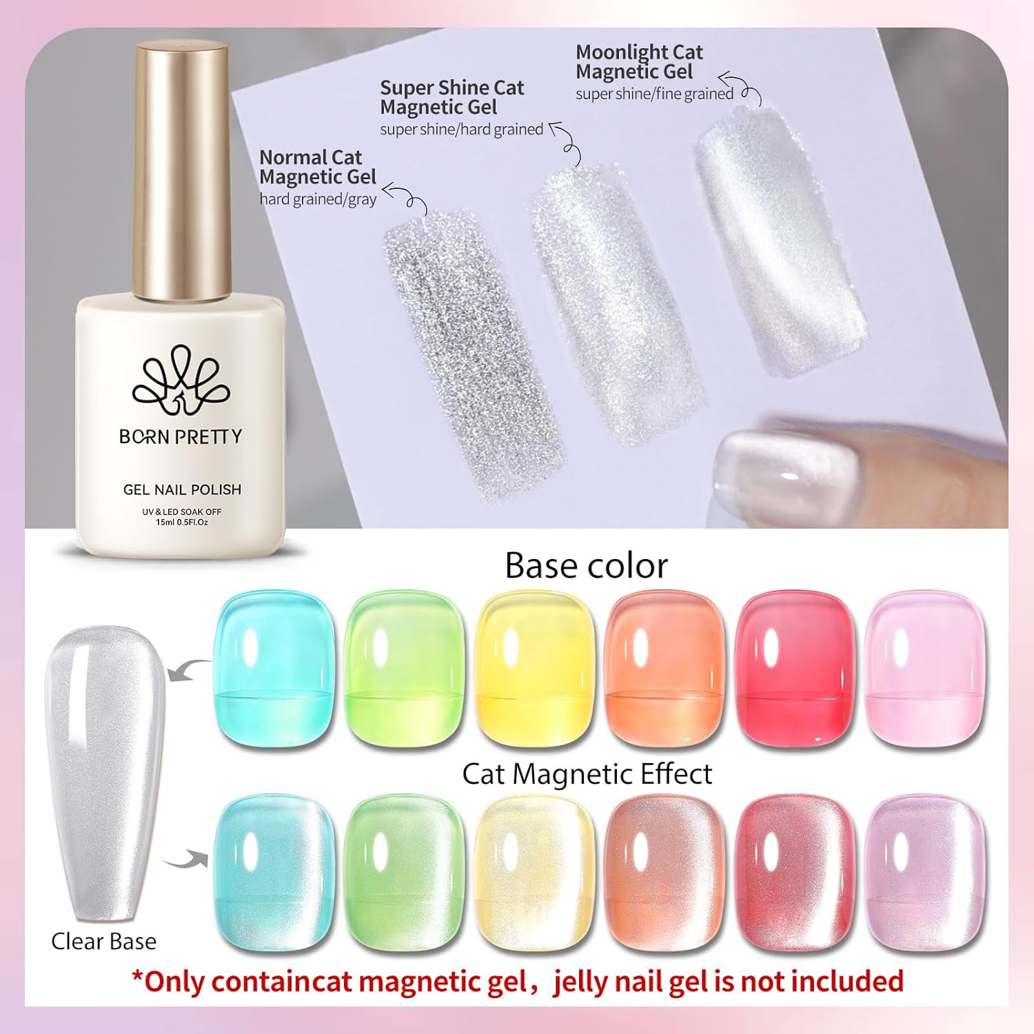 Born Pretty Magnetic Gel Nail Polish Moonlight White Cat Magnetic Eye Gel Polish White Auroras Nail Polish Nail Art Vanish 15ML-Velvo Beauty