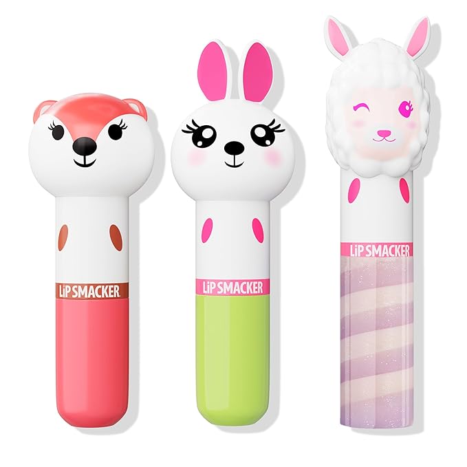Lip Smacker Lippy Pals, Unicorn, Panda, Kitten, Lip balm for Kids - Foxy Apple, Hoppy Carrot Cake, Strawberry Llama-Velvo Beauty
