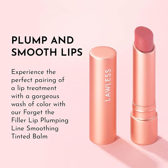Lawless Forget the Filler Lip Plumping Line Smoothing Tinted Balm - Posey - Premium Tinted Lip Balm with Natural Ingredients to Plump and Smooth Lips for a Firmer, Fuller Look - 0.09 oz-Velvo Beauty