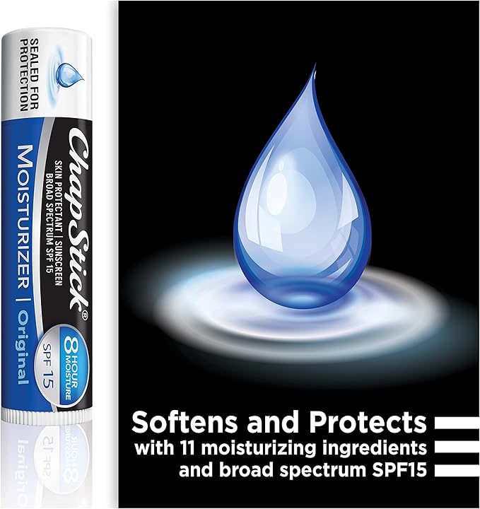 ChapStick Moisturizer Original, Black Cherry and Cool Mint Lip Balm Tubes Variety Pack, SPF 15 and Skin Protectant - 0.15 Oz (Pack of 3)-Velvo Beauty