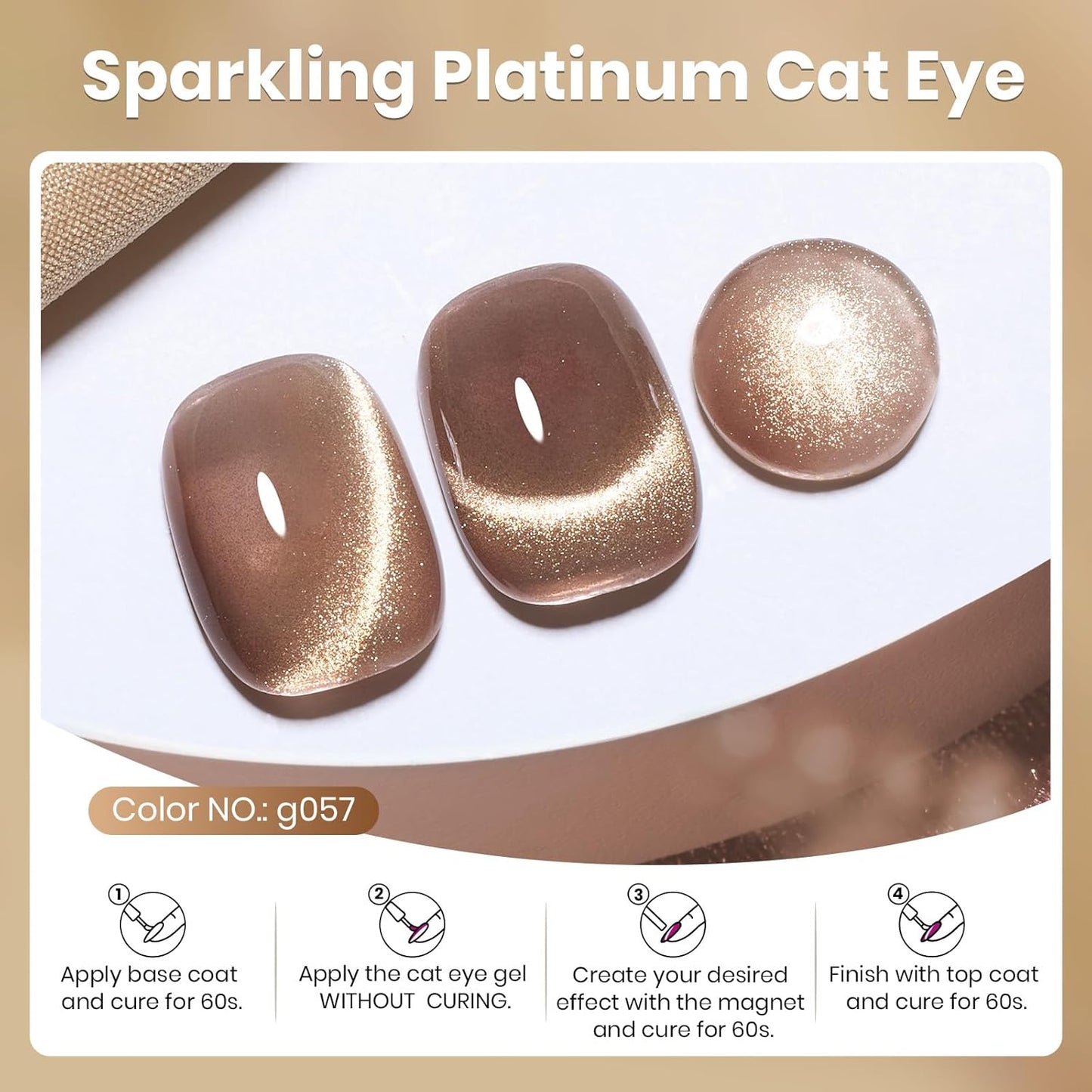 Beetles Brown Cat Eye Gel Nail Polish - Velvet Cinnamon Cat Eye Gel Polish, 15ML Fall Brown Mocha Mousse Magnetic Glitter Gel Polish with Magnet Soak Off UV French Nail Art Manicure Gift for Women-Velvo Beauty