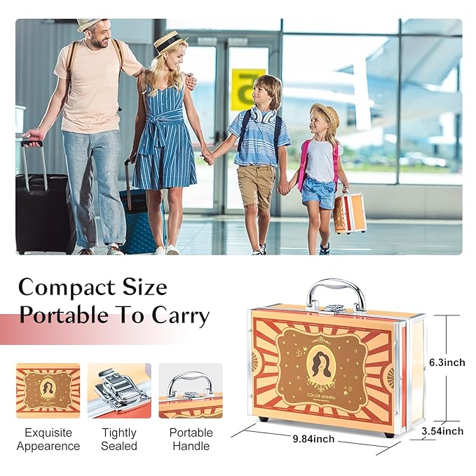 Color Nymph All In One Makeup Kit For Teenager Girls, Beginners Makeup Set For Teens Full Kit Cosmetic Set Girl Make up Kit For Girls 18 color eyeshadow 4 color Glitter & Lipgloss Blush Mirror - Red-Velvo Beauty