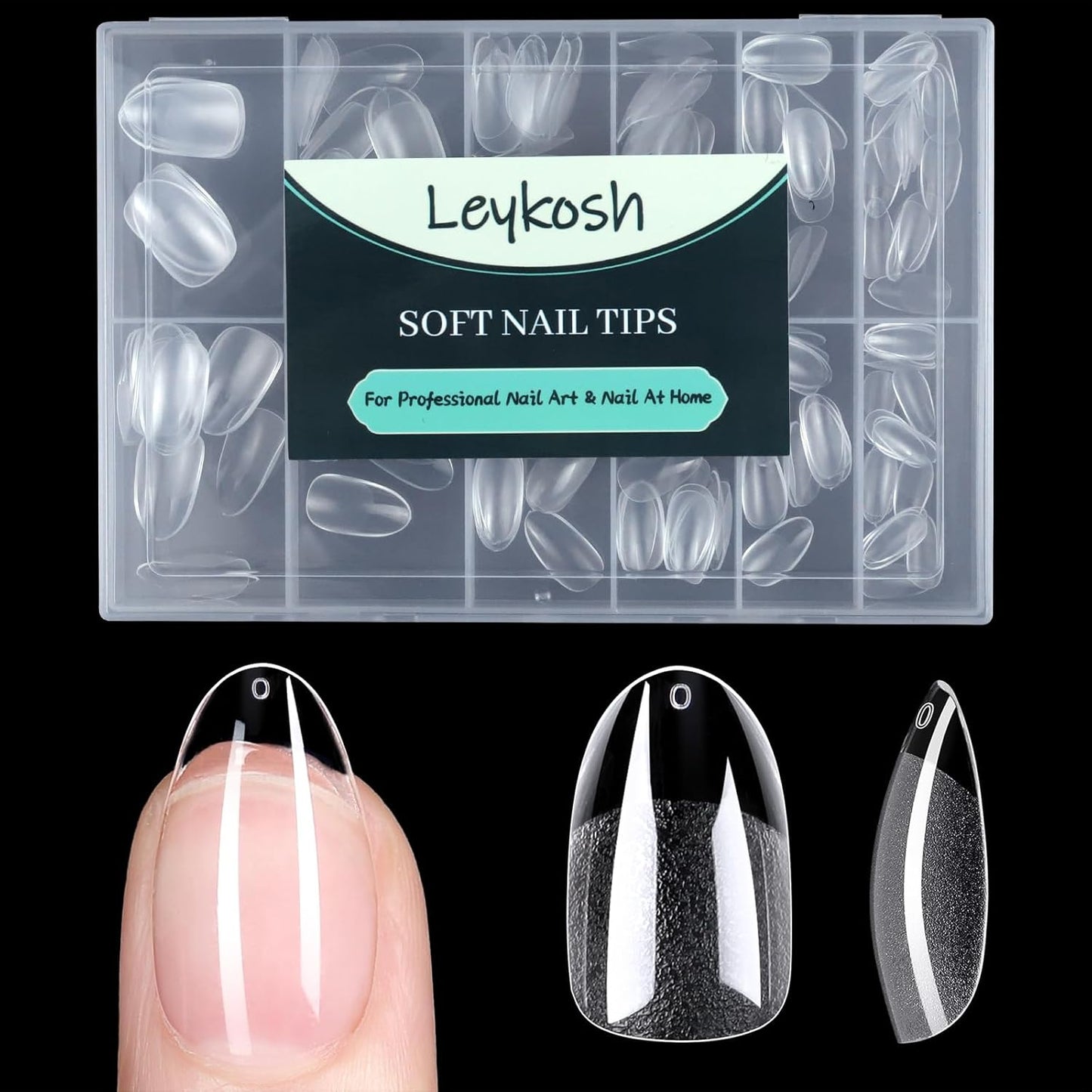 Medium Round Oval Nail Tips, 216pcs Acrylic Fake Nails Gel Nail Tips Soft, Full Cover Pre-Shaped Matte Clear Press on Nails for Extension, Diy at Home Manicure 12 Sizes-Velvo Beauty