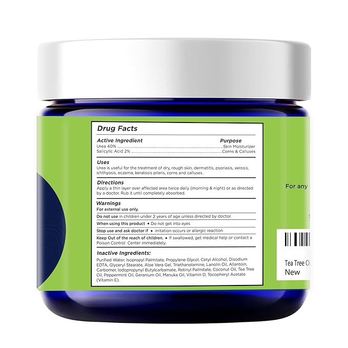 Tea Tree Oil Foot Cream - Moisturizing Athletes Foot Care For Dry Cracked Feet Cream - Heel & Callus Removal, Toenail Treatment, Ringworm Itchiness Relief - Made in USA Foot Cream, 2 Ounce Pack of 1-Velvo Beauty