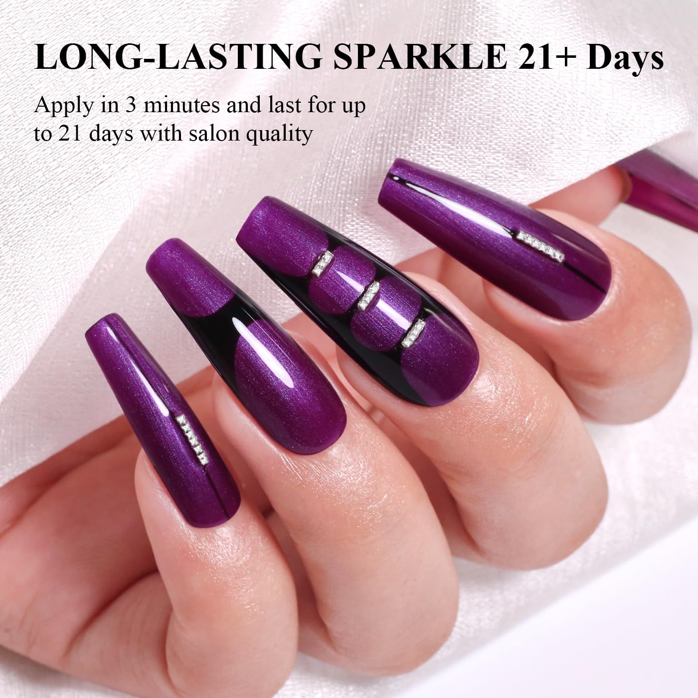 Imtiti Glitter Gel Nail Polish, Dark Purple Pearl Glitter Nail Gel Polish Diamond Shimmer Sparkle Soak Off UV LED Spring Summer Manicure 10ML-Velvo Beauty
