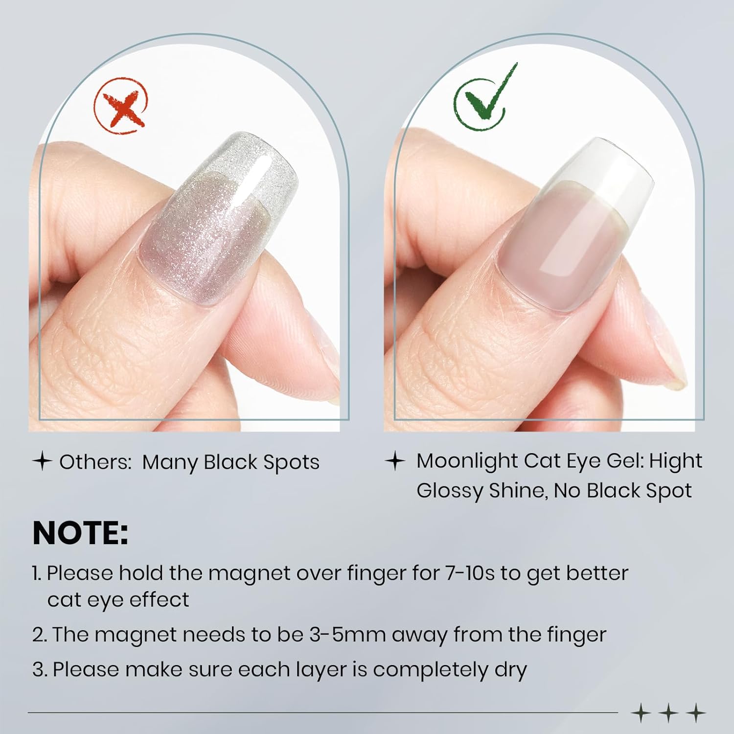 Moonlight Cat Eye Gel Nail Polish 10ml Silk Magnetic Nail Polish Glass Cateye Gel Polish with Magnetic Stick Soak Off UV LED Nail Lamp Nail Art Manicure Salon Home DIY 001, Gray-Velvo Beauty