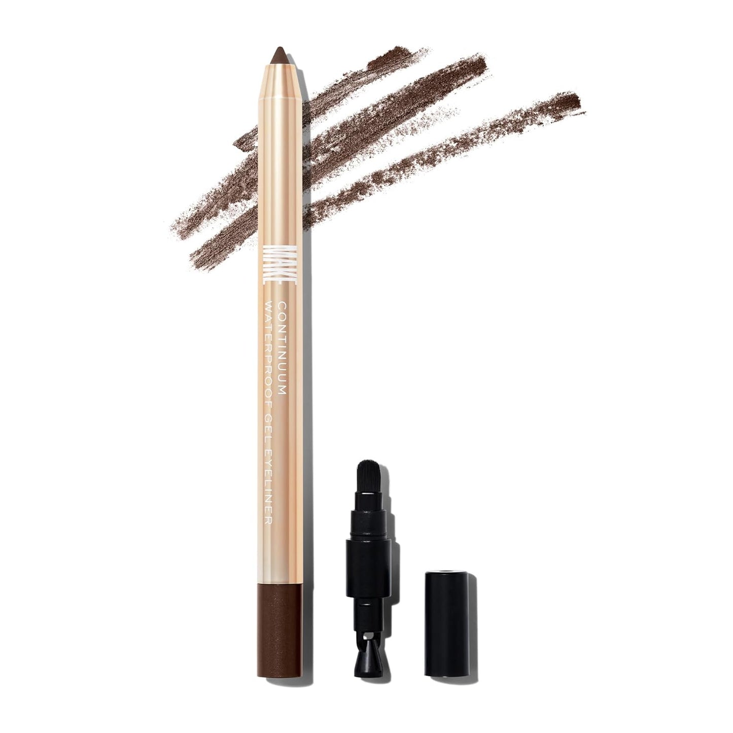 MAKE Beauty Continuum Waterproof Gel Eyeliner Pencil. Creamy, Pigmented Multi-Use, including Waterline with Built-in Sharpener and Blending Brush. Smudge-Proof Makeup. Shade - Nebula, Brown/Black-Velvo Beauty