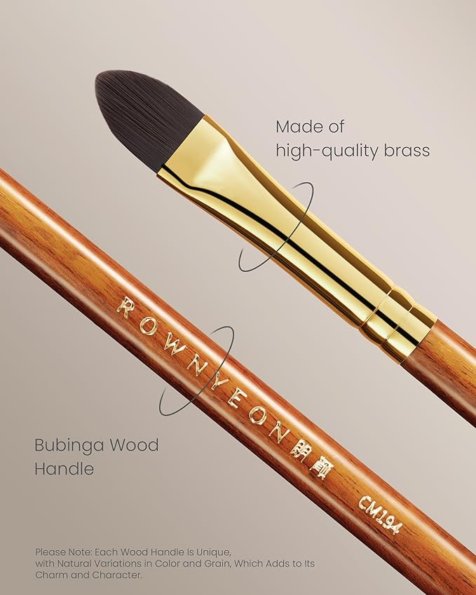 Desert Oak Series Liquid-Sculpt Pro Concealer Brush - Wide Teardrop Head for Under Eyes & Redness, Bubinga Wood, Brass Ferrule (CM 194)-Velvo Beauty