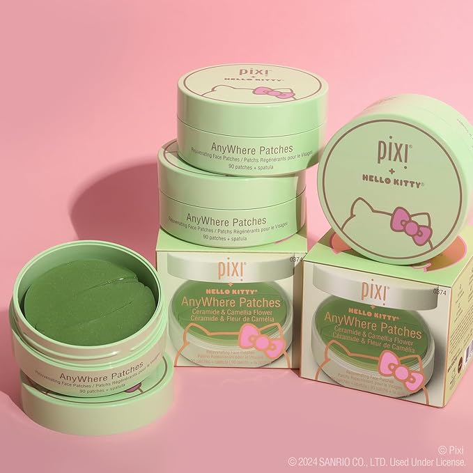 Pixi + Hello Kitty AnyWhere Patches, Multipurpose Hydrogel Under-Eye Patches, Hyaluronic, Caffeine & Retinol Eye Patches For Under Eyes, Revitalize Eye Area, 45 pairs / 90 Patches-Velvo Beauty
