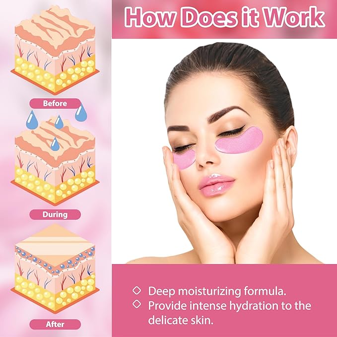 Eye Mask, Pink Rose Under Eye Patches (20 Pairs) Pink Rose Under Eye Masks Hyaluronic Acid Eye Patches for Dark Circles and Puffiness, Reduce Wrinkles and Fine Lines Under Eye Area - Pink-Velvo Beauty