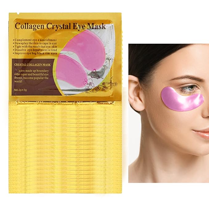 30 Pairs 24K Pink Under Eye Patches,Crystal Collagen Under Eye Mask,Puffy Eyes and Dark Circles Treatments,Moisturising&Hydrating Under Eye Patch Pads for Reducing Fine Lines Eye Bags(Pink)-Velvo Beauty