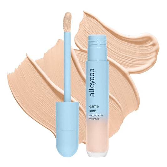 Alleyoop Game Face Concealer Makeup, Lightweight to Medium Buildable Coverage Under Eye Concealer, For Blemishes, Crease-proof and Hydrating with Aloe Stem Cell, Smooth Second Skin Finish - Brilliant-Velvo Beauty