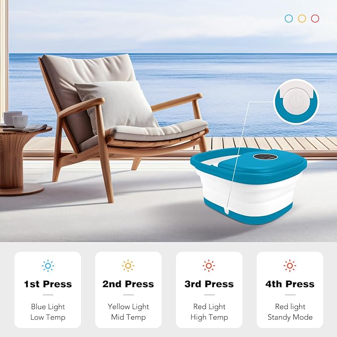 Collapsible Foot Spa with Heat, Remote Control, Temperature Control, Bubbles, Pumice Stone, Red Light, Timer, 16 Massage Roller Pedicure Foot Bath Tub Foot Soaker for Relaxation & Stress Relief-Velvo Beauty