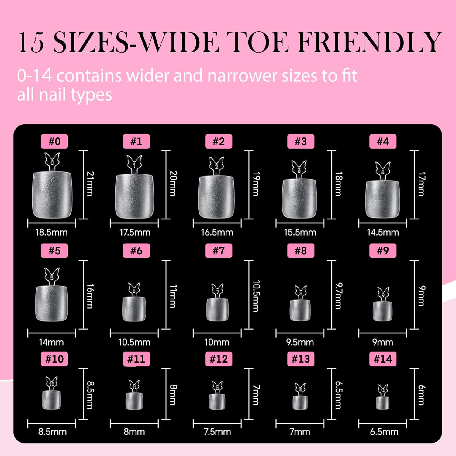 Square Toe Nail Tips, 504Pcs 15 Sizes Full Cover Press On Toenails for Women, Long Wider Pre-etched Double Matte Fake Toenails for Big Toe Nail Extensions Home DIY Salon Soak Off-Velvo Beauty