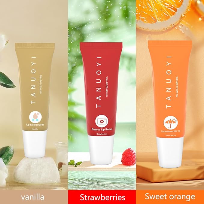Lip Sunscreen Moisturizing and Repair Package SPF 30 - Summer Long Lasting Moisturized, Smooth and Repaired Lips - 3 Flavors (Pack of 6: 2 moisturizing+ 2 repairing+ 2 SPF)-Velvo Beauty