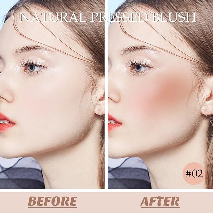 Boobeen Powder Blush, Single Color Blush Face Blush Palette Matte Baked Cream Blush Makeup Powder, High Pigment Pressed Blush for Create a Natural Cheek Flushed Look-Velvo Beauty