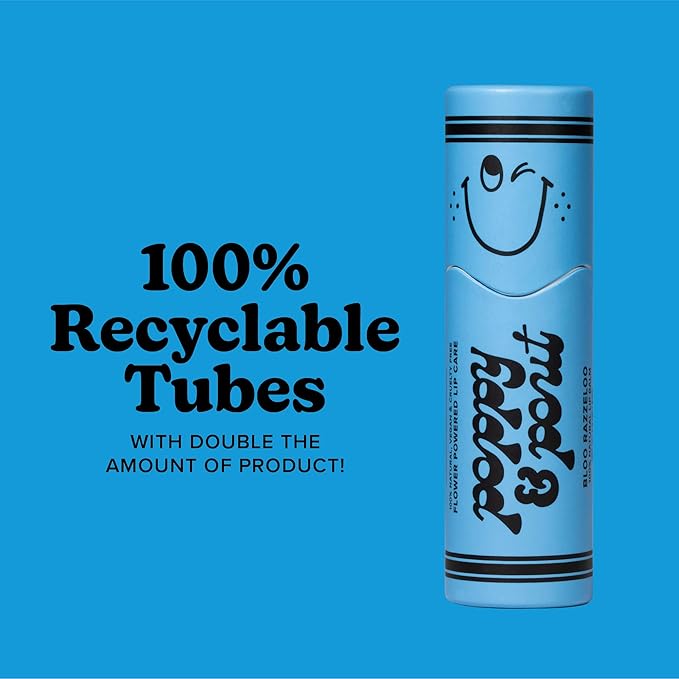 Poppy & Pout Kids Jumbo Lip Balm | All Natural Lip Balms & Moisturizers | Hydrates with Beeswax, Vitamin E, Organic Coconut Oil | Cruelty-Free | Lip Balm in Recyclable Cardboard Tube (Bloo Razzeloo)-Velvo Beauty