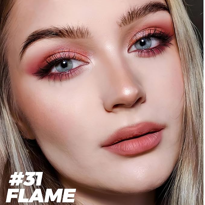 FOCALLURE Shimmer and Matte Cream Eyeshadow Stick,Smooth Brilliant Eye Brightener Pencil for Women,Long Lasting Waterproof Eye Shadow and Liners Makeup,FLAME-Velvo Beauty