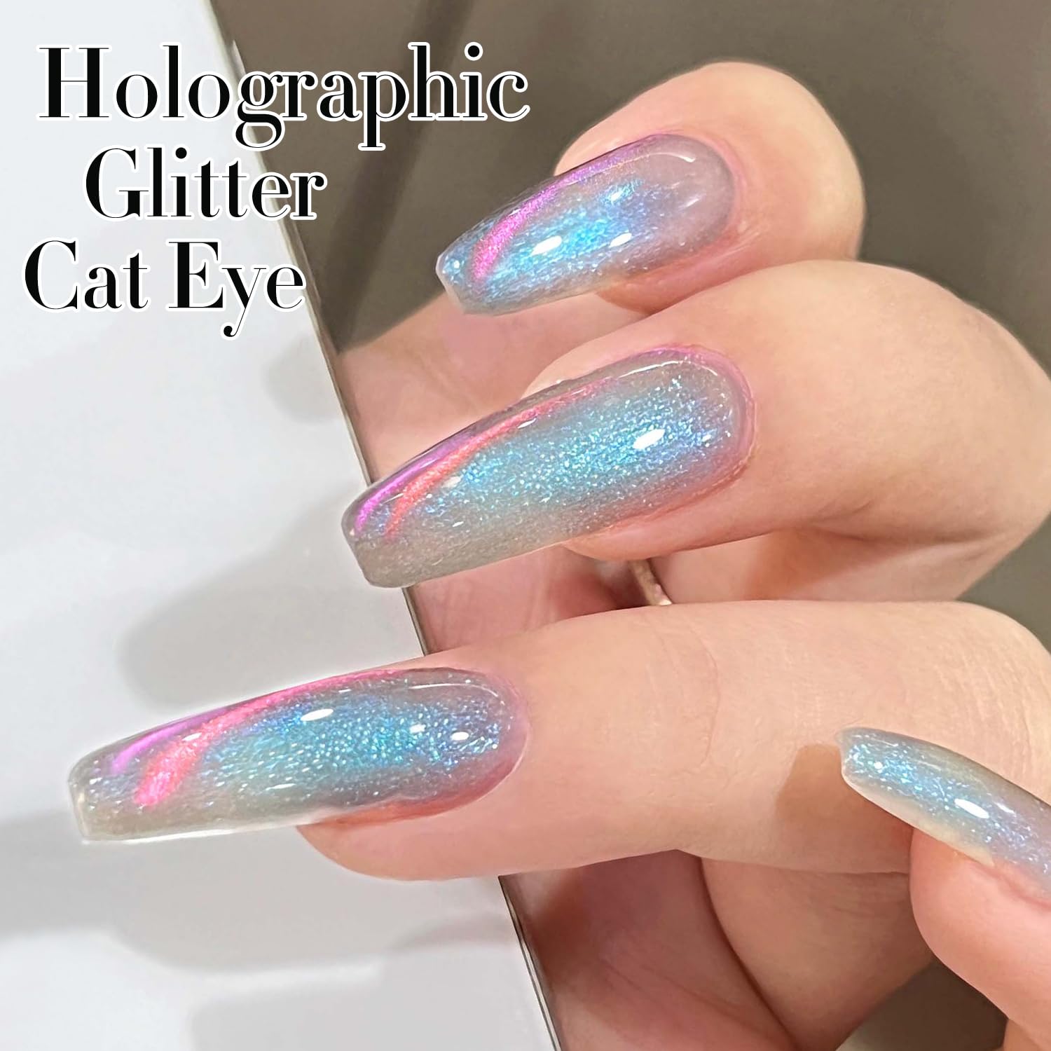 Double Rhythm 6 Colors Cat Eye Gel Polish Set Shimmer Glitter with Magnet Holographic Reflective Magnetic UV Nail Art Kit (6-Kit 29)-Velvo Beauty