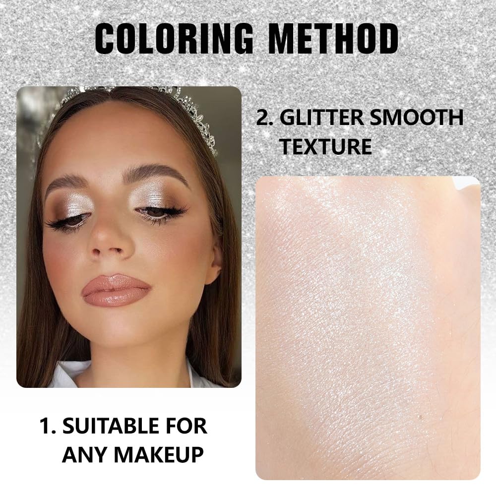 Glitter Singe Eye Shadow Palette Makeup, Pearl White Glitter Monochrome Eyeshadow For Old Women, Mini Pressed Pigmented Waterproof Sombras Para Ojos, Vegan, Talc, Paraben & Cruelty Free, 12-Velvo Beauty