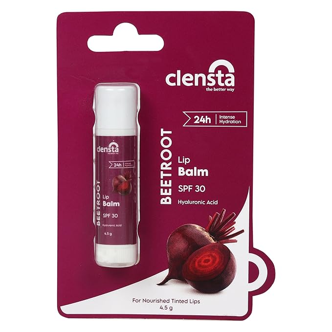 Clensta Beetroot SPF 30 Tinted Lip Balm | Hydrating & Moisturizing Lip Care with Hyaluronic Acid | Broad Spectrum Lip Sunscreen | 4.5g-Velvo Beauty
