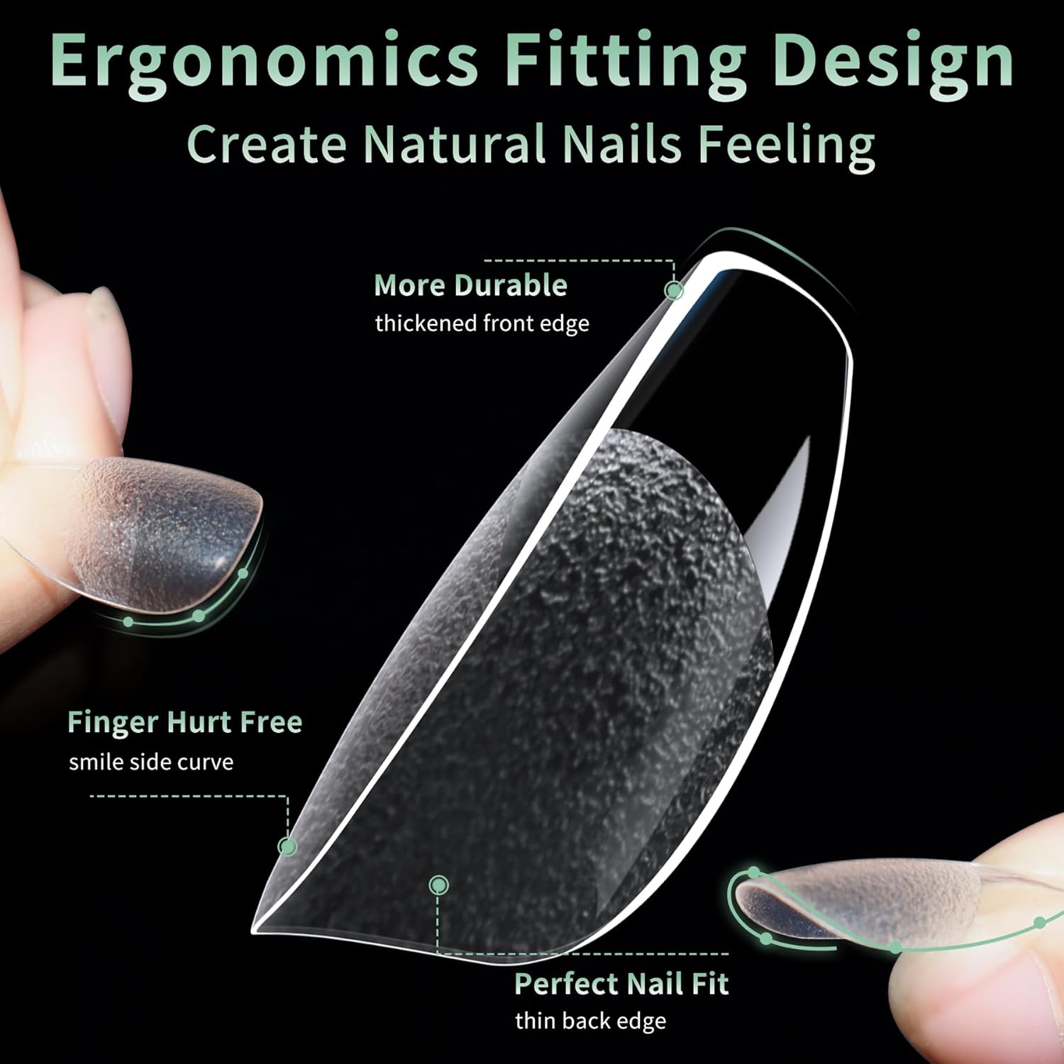 Long Square Nail Tips, 216pcs Acrylic Fake Nails Gel Nail Tips Soft, Full Cover Pre-Shaped Matte Clear Press on Nails for Extension, Diy at Home Manicure 10 Sizes-Velvo Beauty