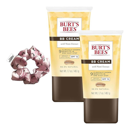 Bb Cream, 17 Oz - Wih Noni Extract LightMedium Shade Bb Cream Bundle Hair Scrunchie - Spf 15, 989 Natural, Smoothens Skin Pack Of 2-Velvo Beauty