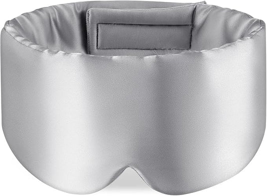 Zenssia 100% Mulberry Silk Sleep Mask Eye Mask for Man and Woman with Adjustable Headband, Full Size Large Sleep Mask & Blindfold for Total Blackout for All Night Sleep, Travel & Nap-Silvergrey-Velvo Beauty