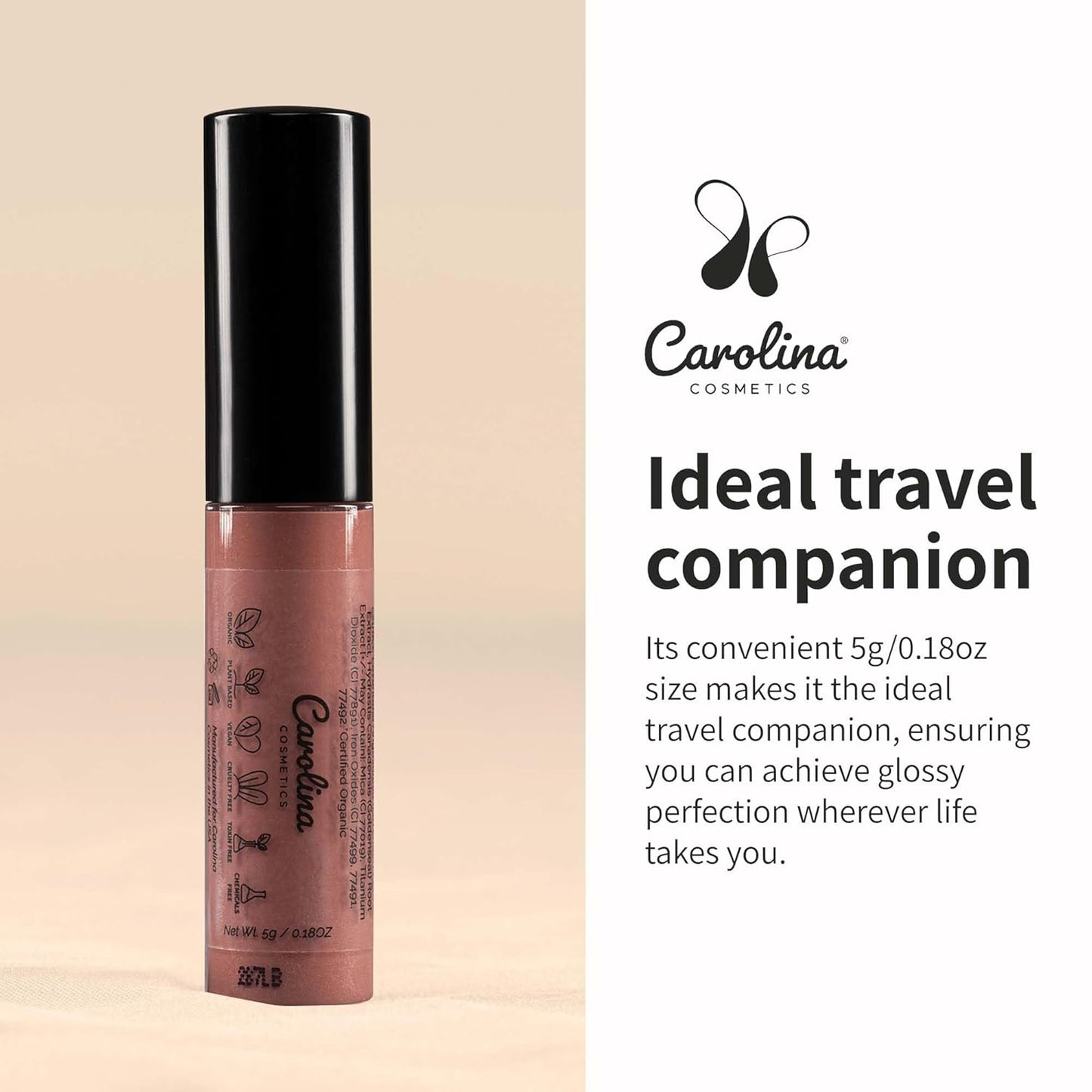 Plant-Based Non-Sticky Lip Gloss (What A Babe) - Hydrating & Nourishing with Sunflower Seed Oil, Cacao & Grape Seed Oil - Gluten-Free, Vegan, Non-GMO, Paraben-Free - 5g/0.18oz-Velvo Beauty