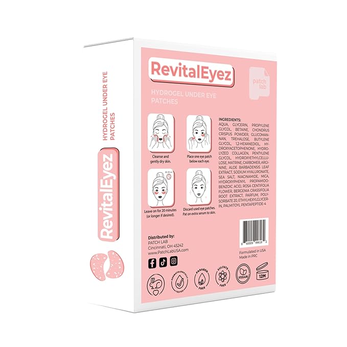 RevitalEyez Brightening Hydrogel Under Eye Patch with Niacinamide, Collagen & Rose Petals for Puffy Eyes, Wrinkles, Dark Circles (10 pairs)-Velvo Beauty