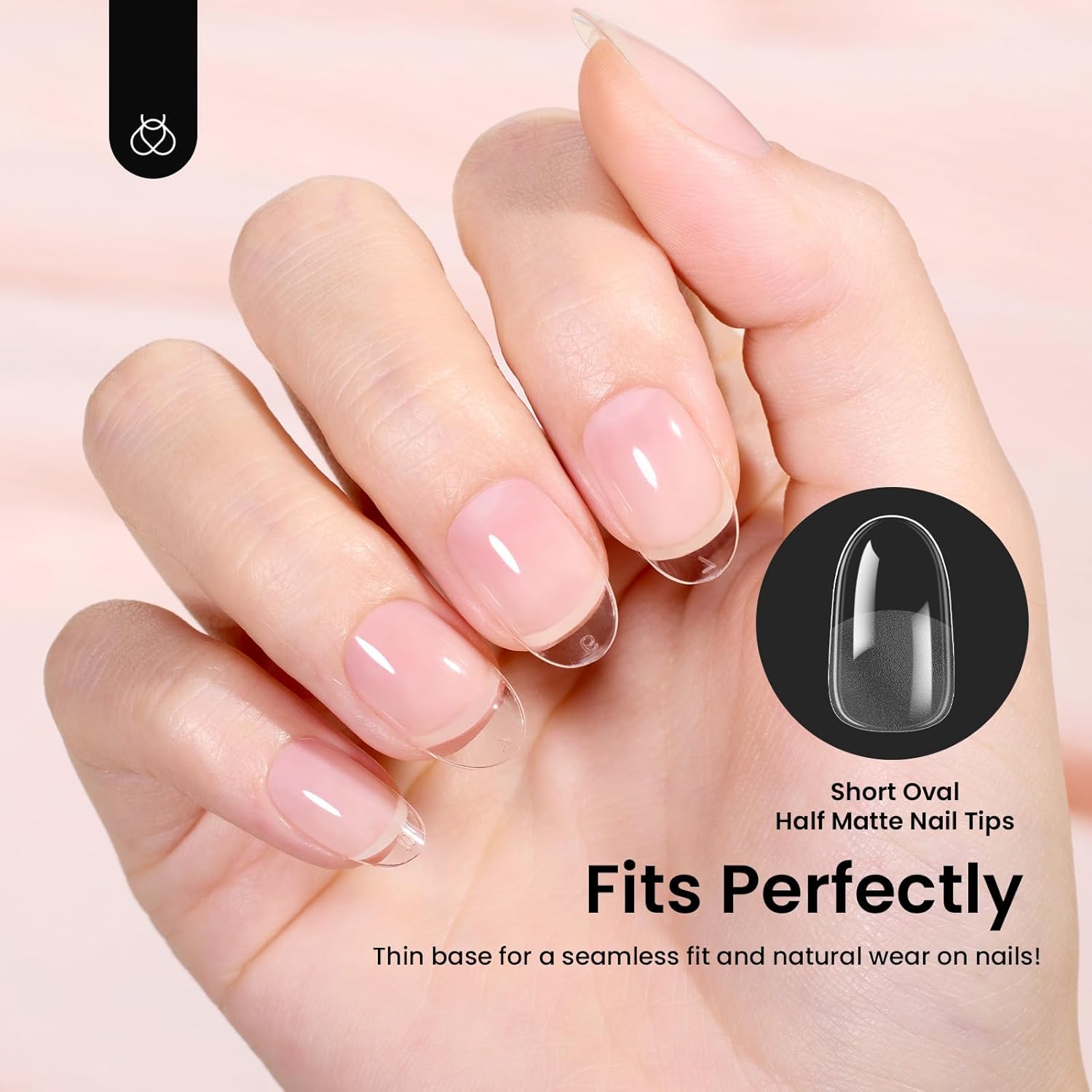 Beetles Gel Nail Tips Short Oval 576Pcs, 12 Sizes Pre-Shaped Half Matte Press On Nails Gelly Tips False Nails for Gel Full Cover False Nails Home DIY Nail Salon Gifts for Girls Women-Velvo Beauty