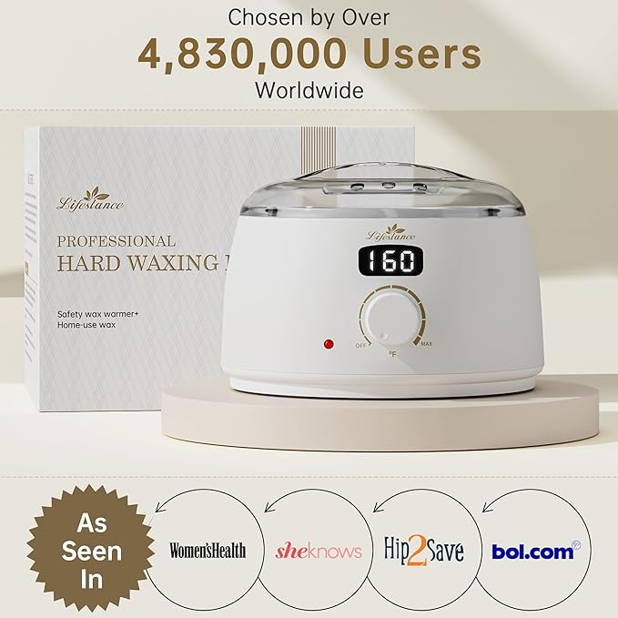 Lifestance Waxing Kit for Women & Men - L3 Digital Warmer, Silicone Wax Pot Liner, Hair Removal Kit with 4 Hard Wax Beads (14.1oz) & 45 Accessories, Professional for Brazilian, Bikini, Face, Leg, Body-Velvo Beauty