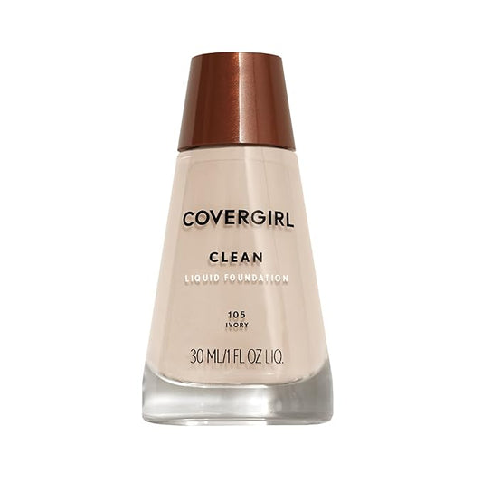 COVERGIRL Clean Makeup Foundation Normal Skin Ivory 105, 1 oz (packaging may vary)-Velvo Beauty