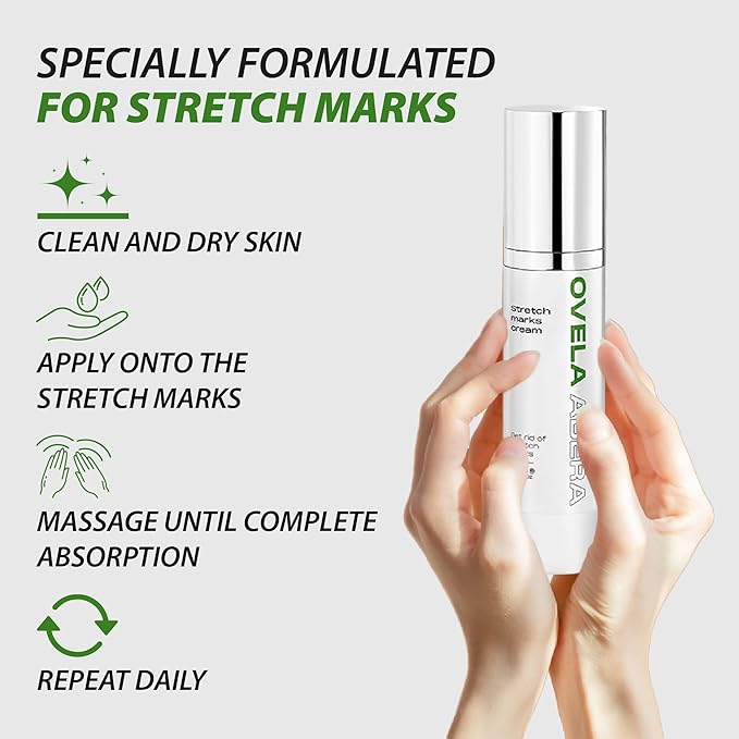 Abera Ovela Maternity Stretch Mark Cream for Pregnancy and Weight Fluctuations, Stretch Mark Treatment Pregnancy Must Haves, Deep Stretch Mark Removal, All Skin Types, 1.69 fl oz, Set of 3-Velvo Beauty