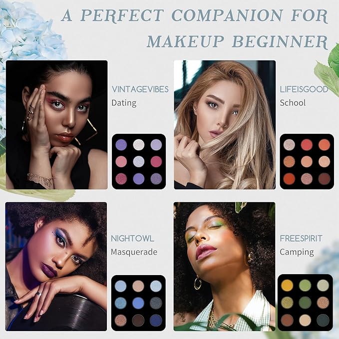 Color Nymph Makeup Palettes Makeup kits for Girls Any Ages, Teens Makeup Pallet for Beginner with Reusable Handbag, Eyeshadow Palette with Blushes Bronzer Highlighter Lipgloss Lip Oil Brushes Mirror-Velvo Beauty