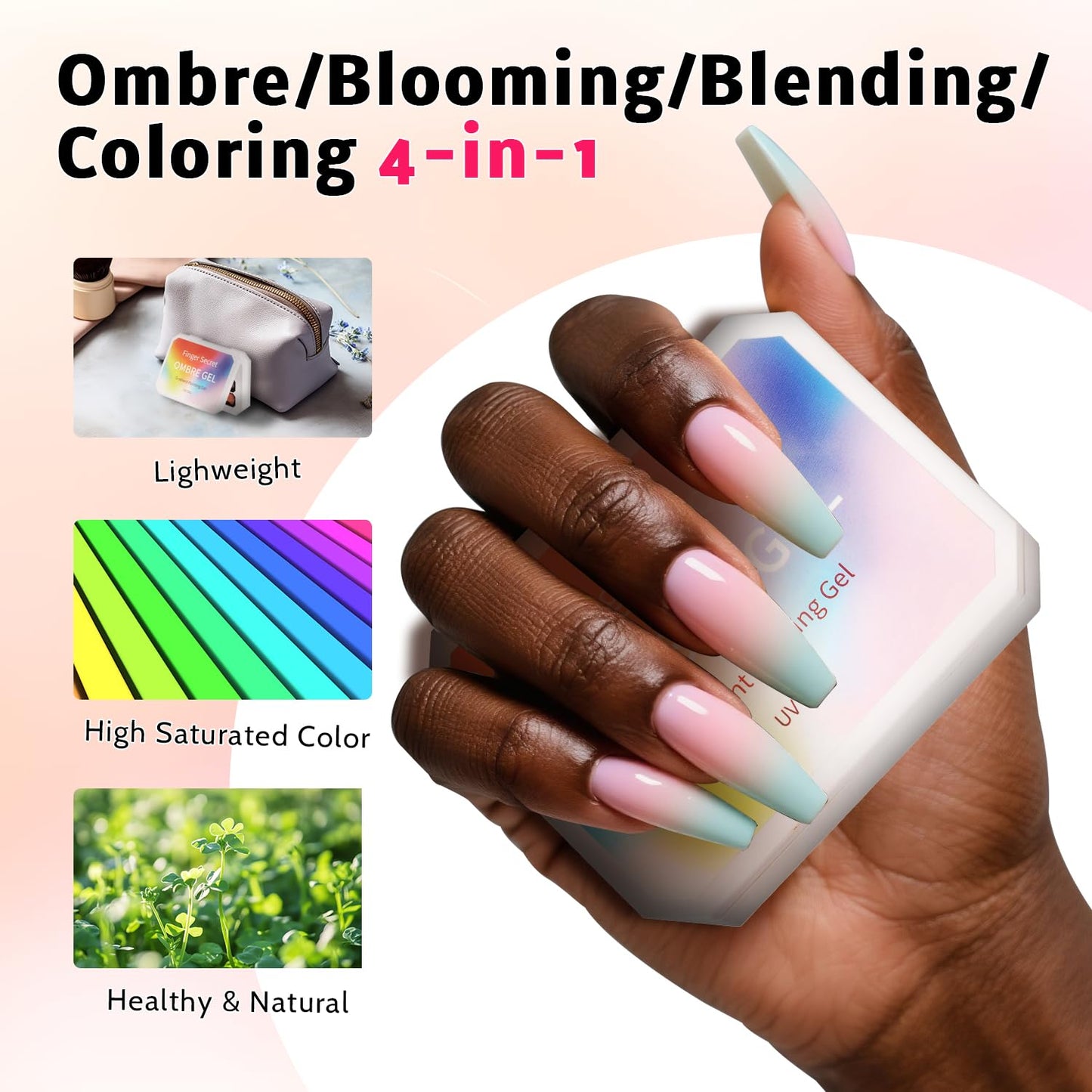 Sponge Pat Paint Nail Gel, 9 Colors Ombre Nails Gradient Gel Nail Blush Blooming Aura Nails Drawing Stripper Floral Painting Nail Art, No Wipe, UV/LED Curing (9 Colors D)-Velvo Beauty