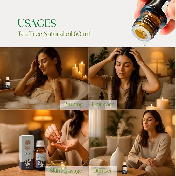 Roots & Above Tea Tree Essential Oil 2.02 Oz/60ml Pure Natural Oils for Skin, Face, Hair, Diffusers, Massage, Soap & Candle Making Scent-Velvo Beauty